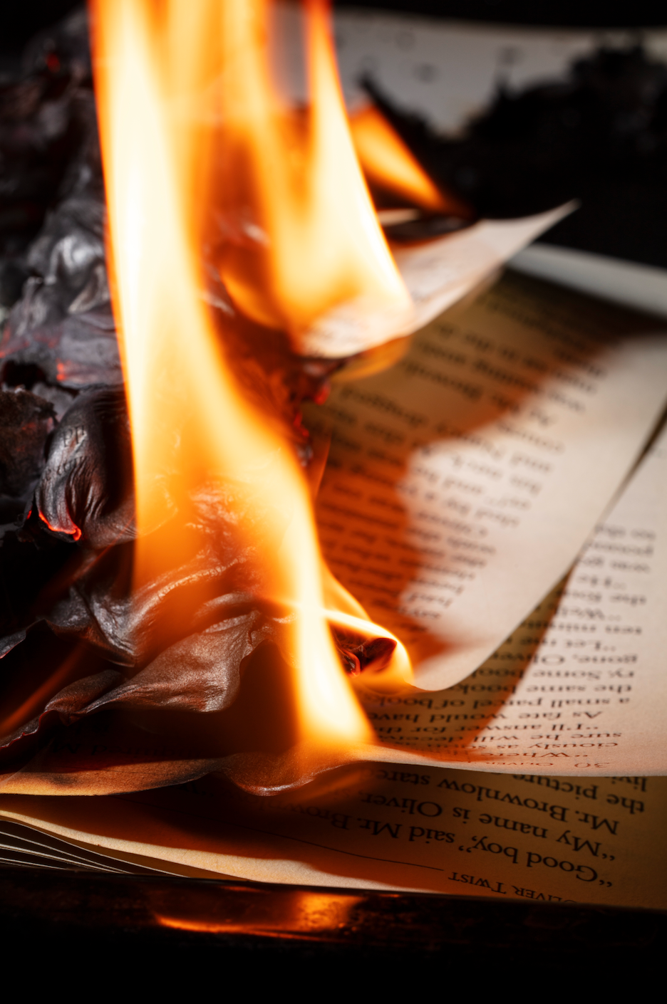 still-life-burnt-paper-with-flames A page catching fire at the edge